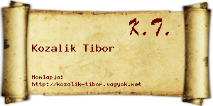 Kozalik Tibor névjegykártya